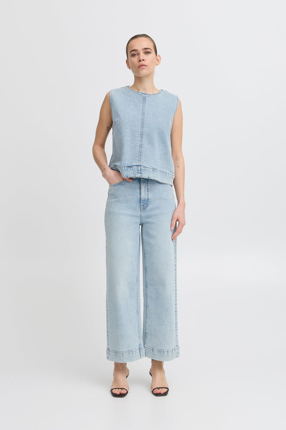 Forudbestilling - Ichi - Iharmios Pants 20123238 - 200792 - Light Blue Washed Jeans