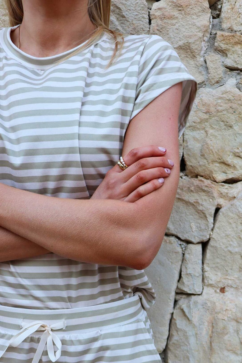 Liberte - Alma-U-Tshirt 9581 - Sand Ivory Stripe