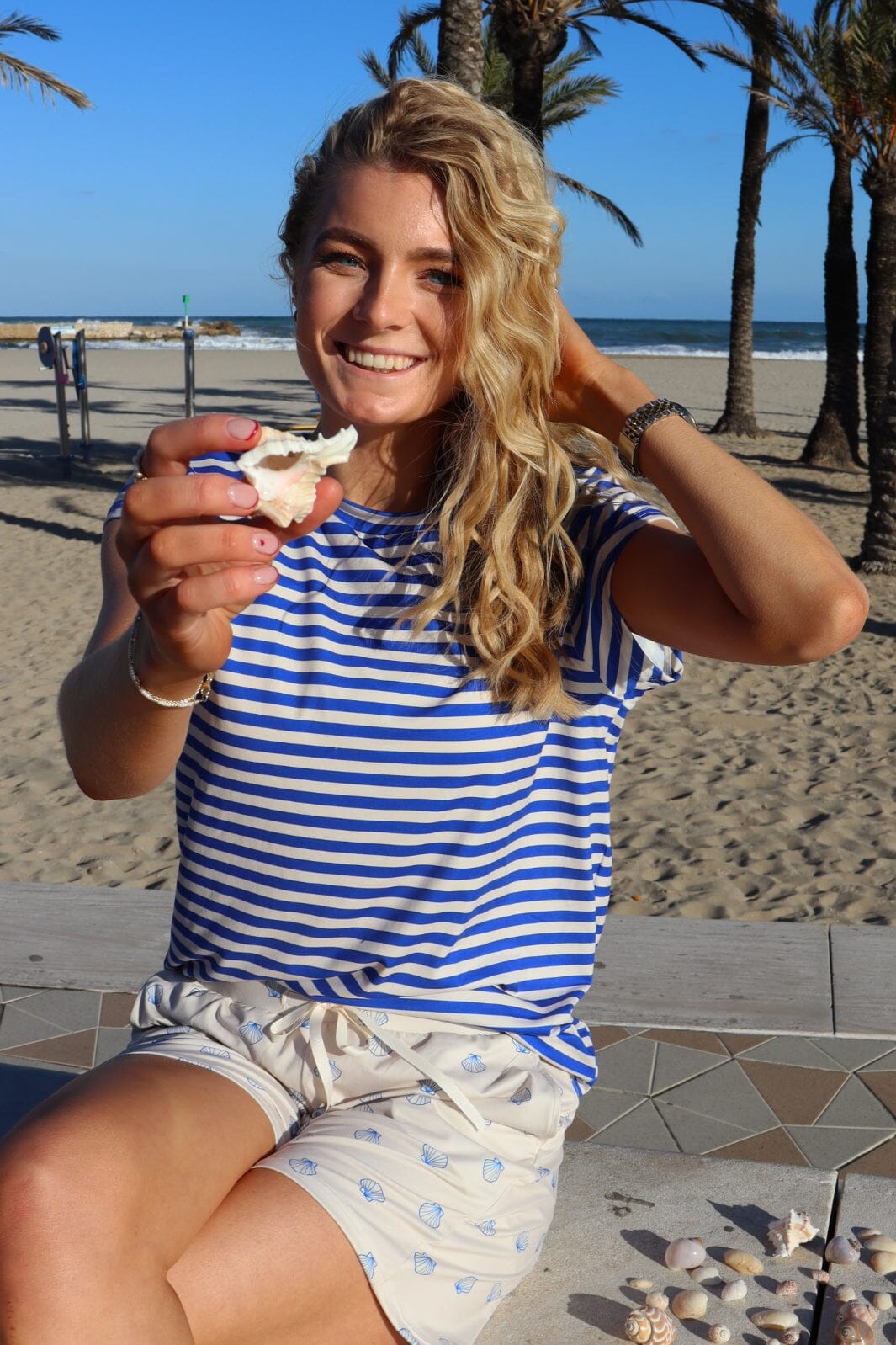 Forudbestilling - Liberte - Alma-U-Tshirt 9581 - Stripe Ivory Cobolt