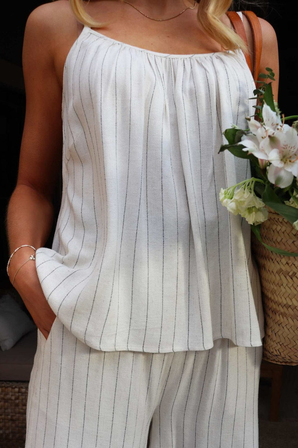 Liberte - Neo-Strap-Top 22201 - Nature Pinstripe