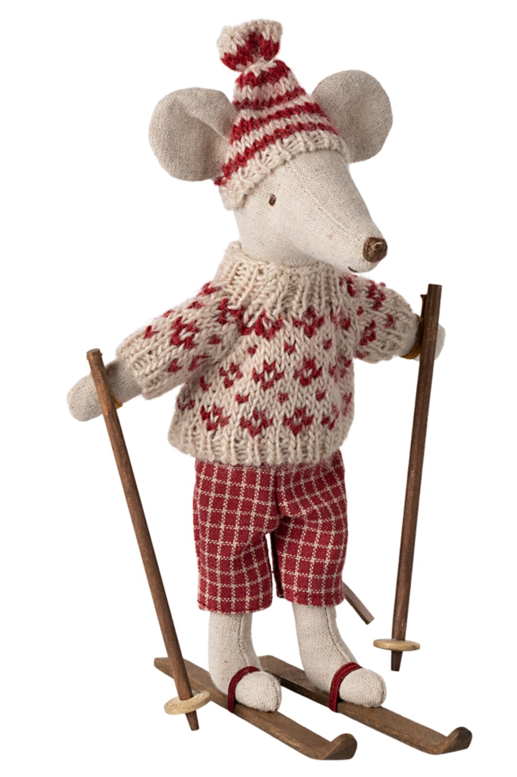 Maileg - Vintermus Med Ski, Mor - Rød