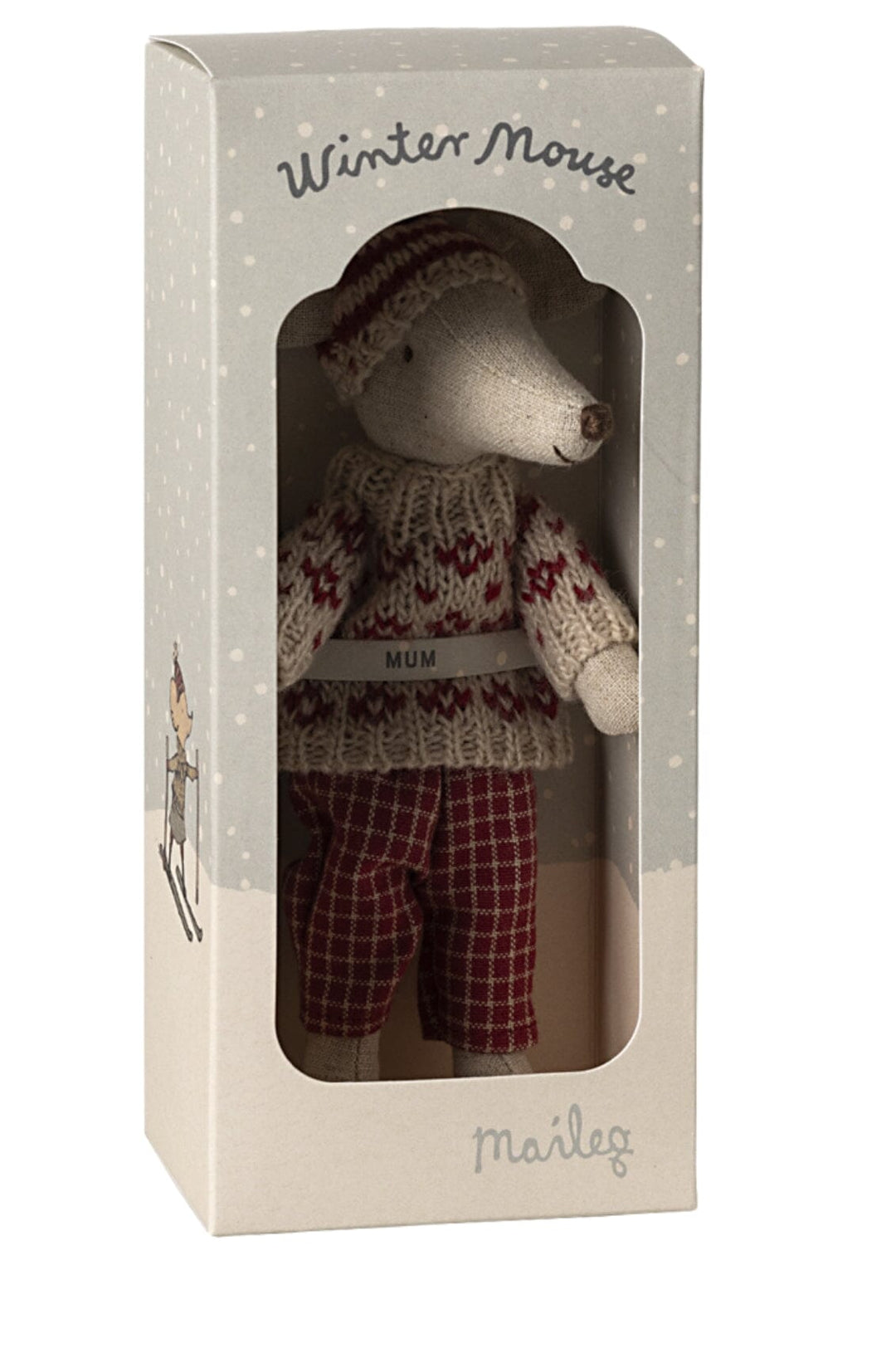 Forudbestilling - Maileg - Vintermus Med Ski, Mor - Rød Jul