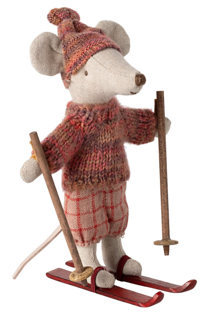 Maileg - Vintermus Med Ski, Storesøster - Rosa