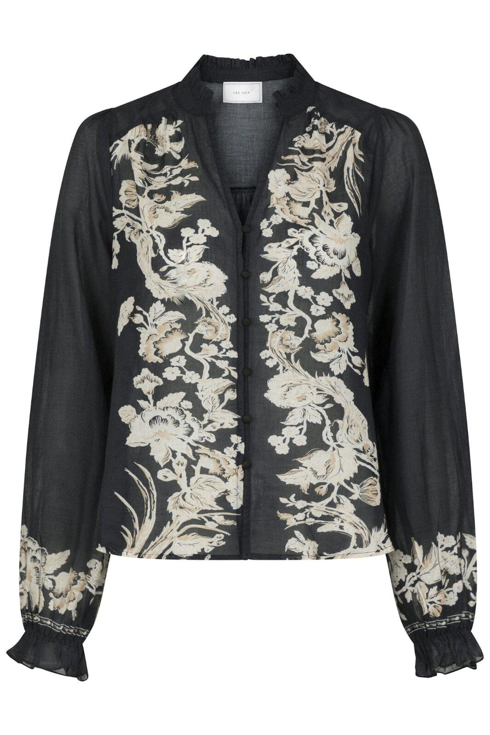 Forudbestilling - Neo Noir - Brise Printed Voile Blouse - Navy Skjorter