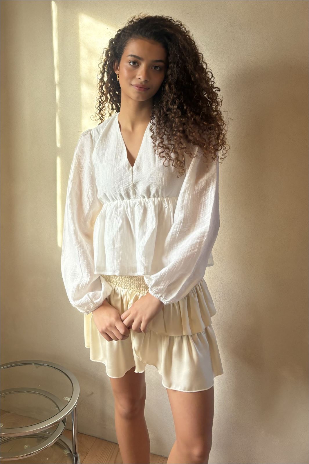 Neo Noir - Carin Heavy Sateen Skirt 161994 - 621 - Pearl