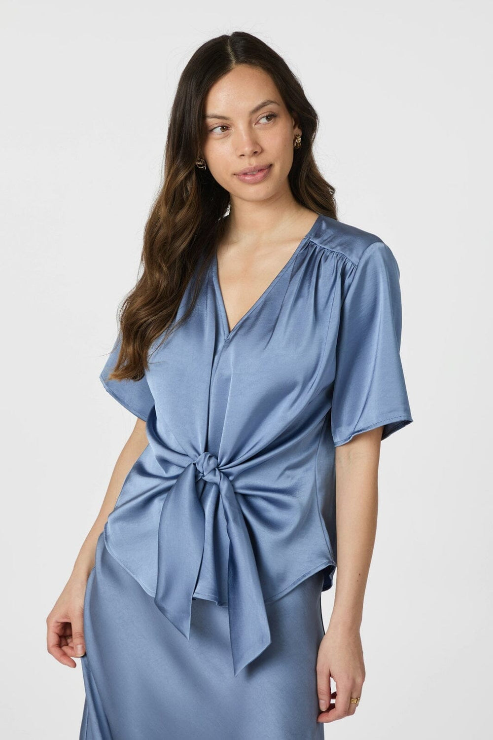 Neo Noir - Casadia Heavy Sateen Blouse 165695 - 407 - Smoke Blue