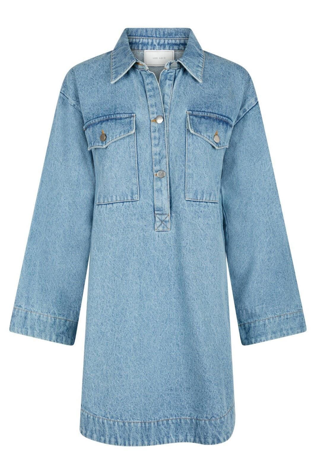Forudbestilling - Neo Noir - Paras Denim Dress - Smoke Blue Kjoler