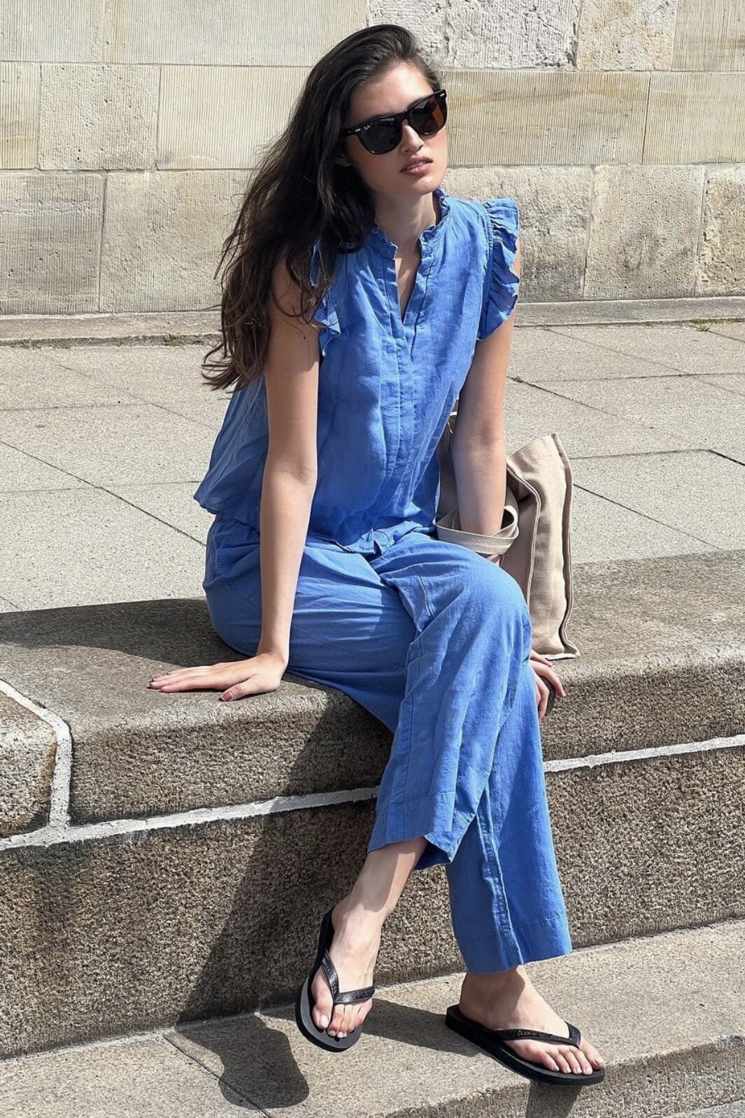 Forudbestilling - Neo Noir - Sonar Linen Pants - Dusty Blue Bukser