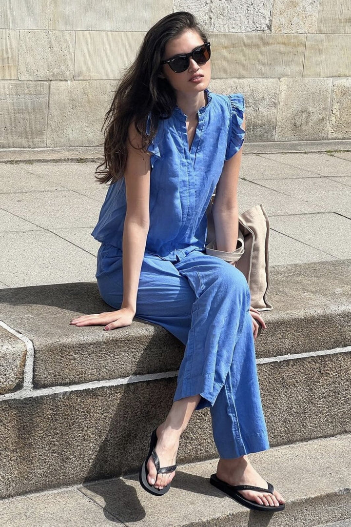 Forudbestilling - Neo Noir - Sonar Linen Pants - Dusty Blue Bukser