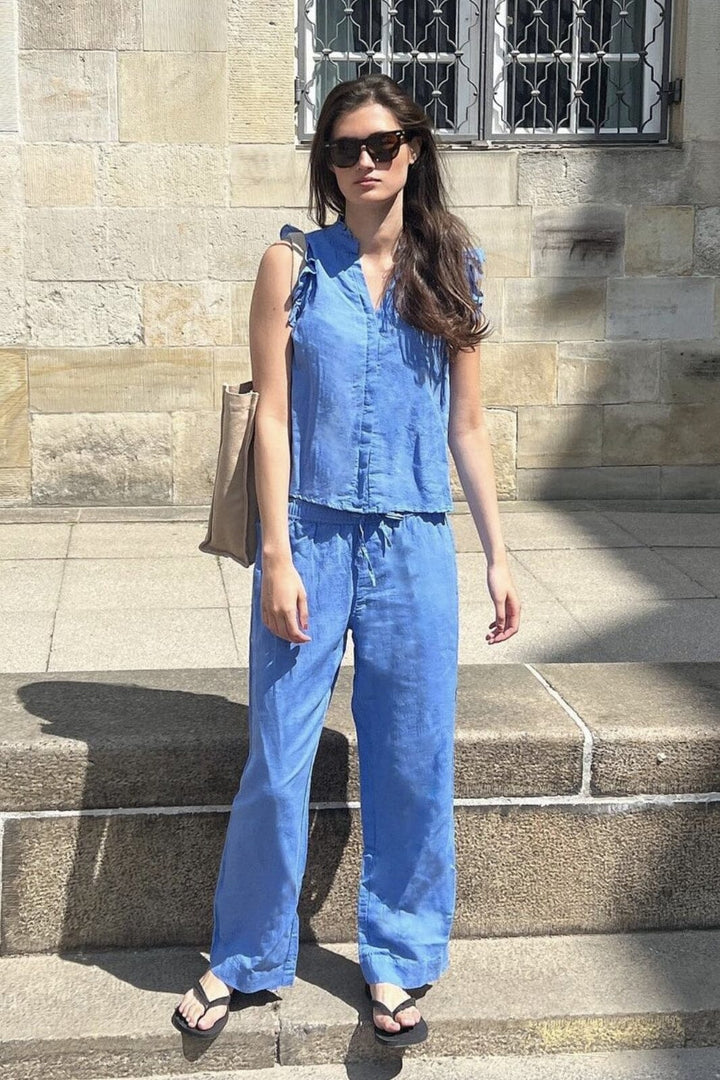 Forudbestilling - Neo Noir - Sonar Linen Pants - Dusty Blue Bukser