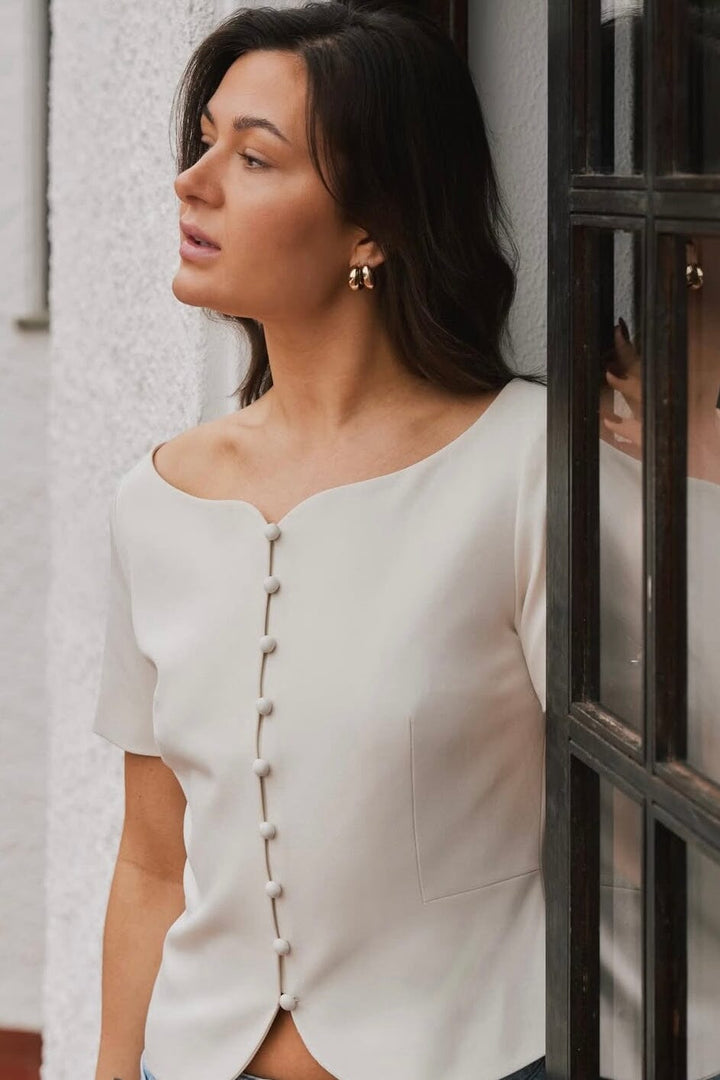 Forudbestilling - Neo Noir - Tango Structure Top 165513 - 121 - Off White Toppe