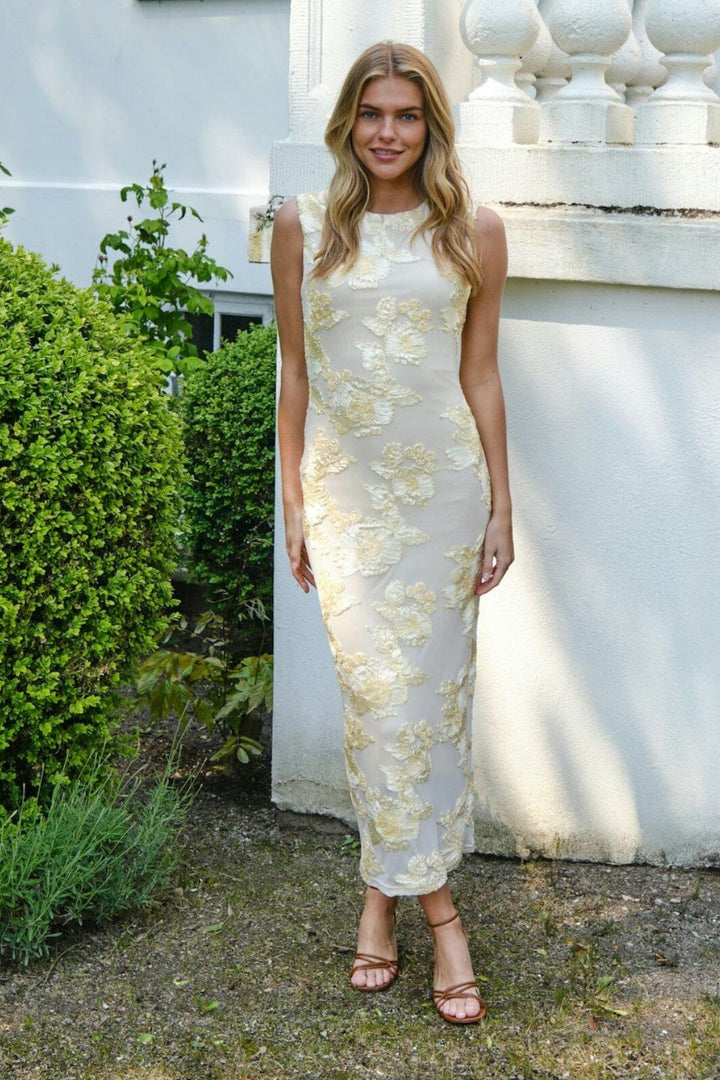 Forudbestilling - Neo Noir - Tiranna Big Flower Mesh Dress 166824 - 191 - Light Yellow