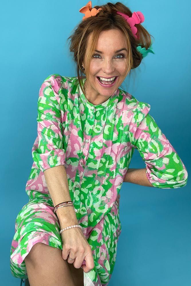 Forudbestilling - Noella - Imogene Sh. Dress - Green/Pink (Slut April) Kjoler