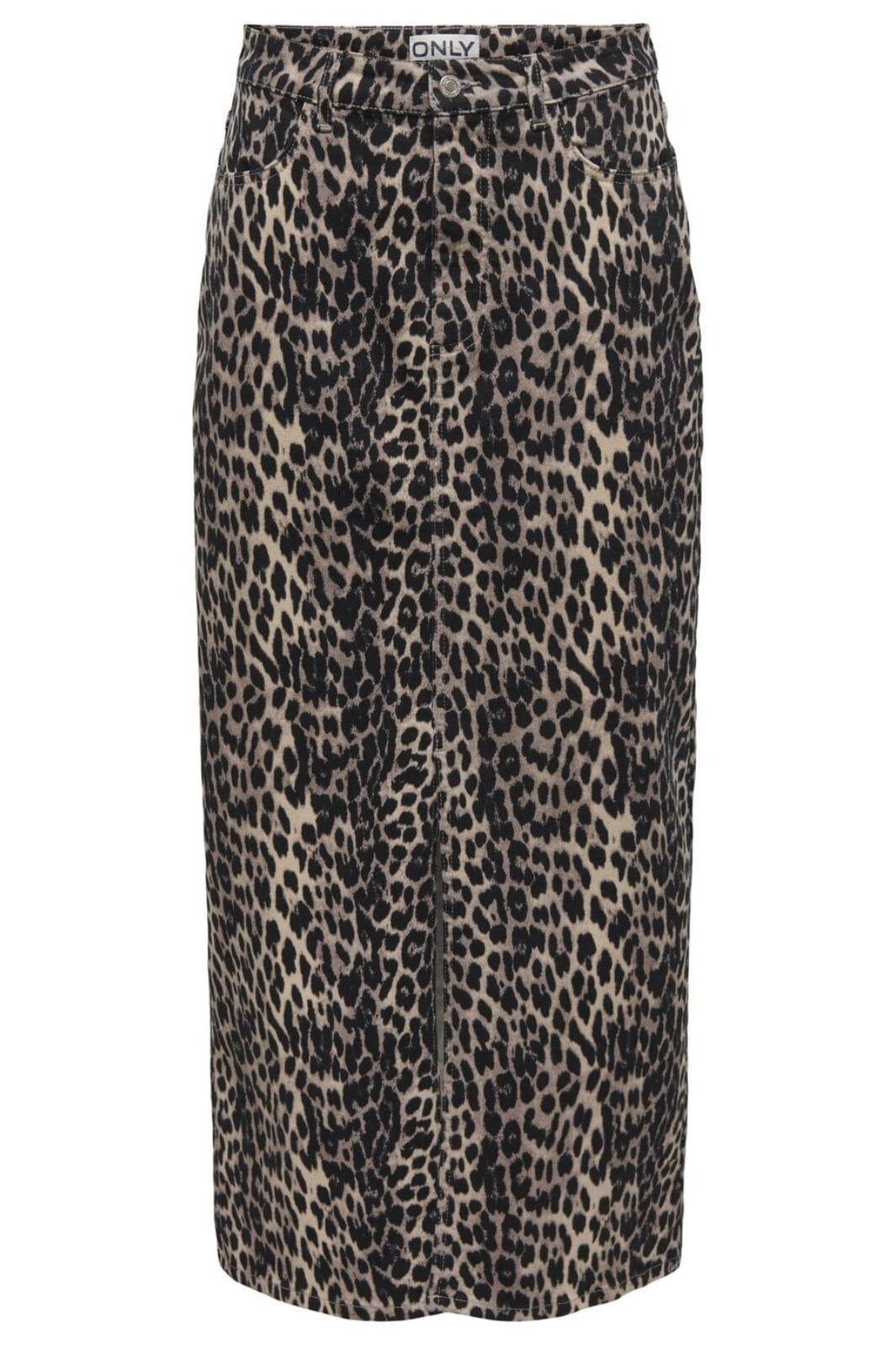 Forudbestilling - Only - Onlcilla-Anlie Long Slit Skirt - 4695545 Black Leo Nederdele