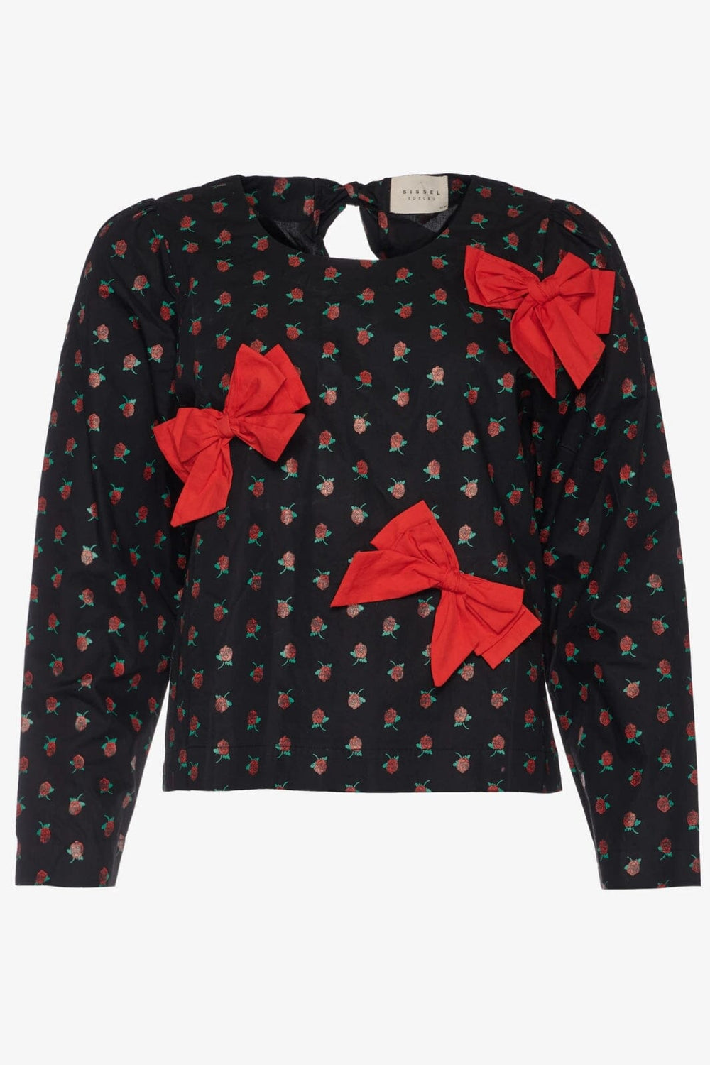 Forudbestilling - Sissel Edelbo - Frederikke Organic Cotton Top - Black W. Red Roses Toppe