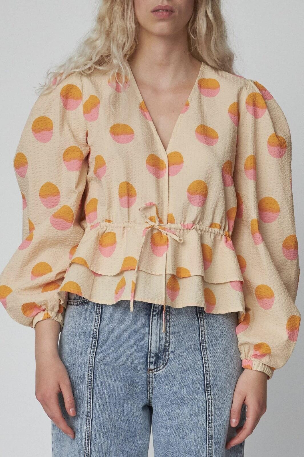 Stella Nova - Big Dot Blouse - 474 Creme/red Dots Skjorter