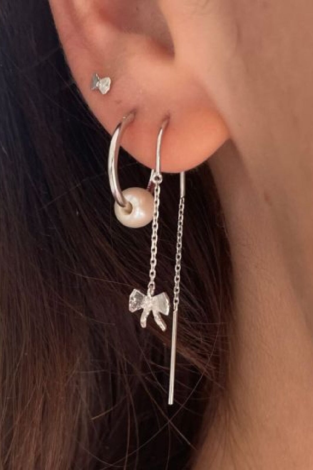 Stine A - Tres Petit Bow Earring Silver - Single - 1356-00