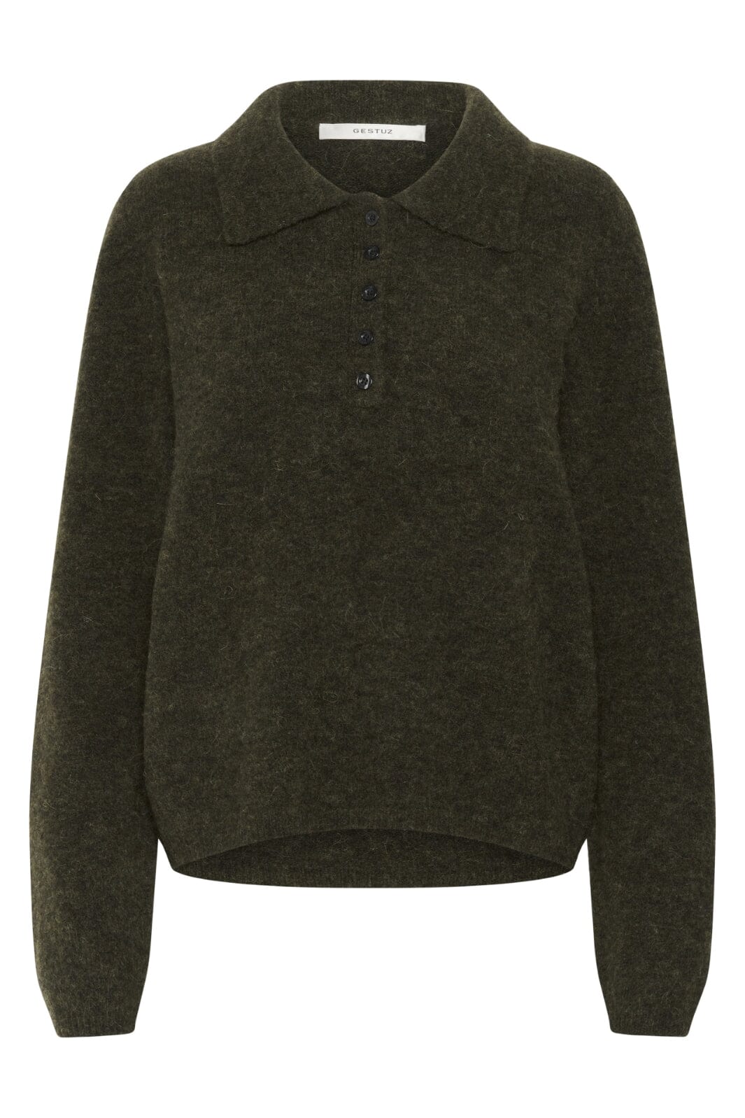 Gestuz - Gzalpha Polo Pullover 10910589 - 108311 - Olive Mélange Strikbluser