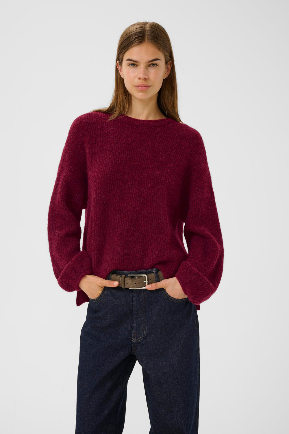 Gestuz - Gzalpha Slit Pullover 10910590 - 107340 - Blood Red Mélange Strikbluser