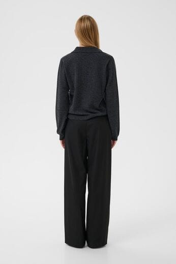 Gestuz - Gzmanzi Polo Pullover 10910534 - 106530 - Deep Graphite Melange Strikbluser