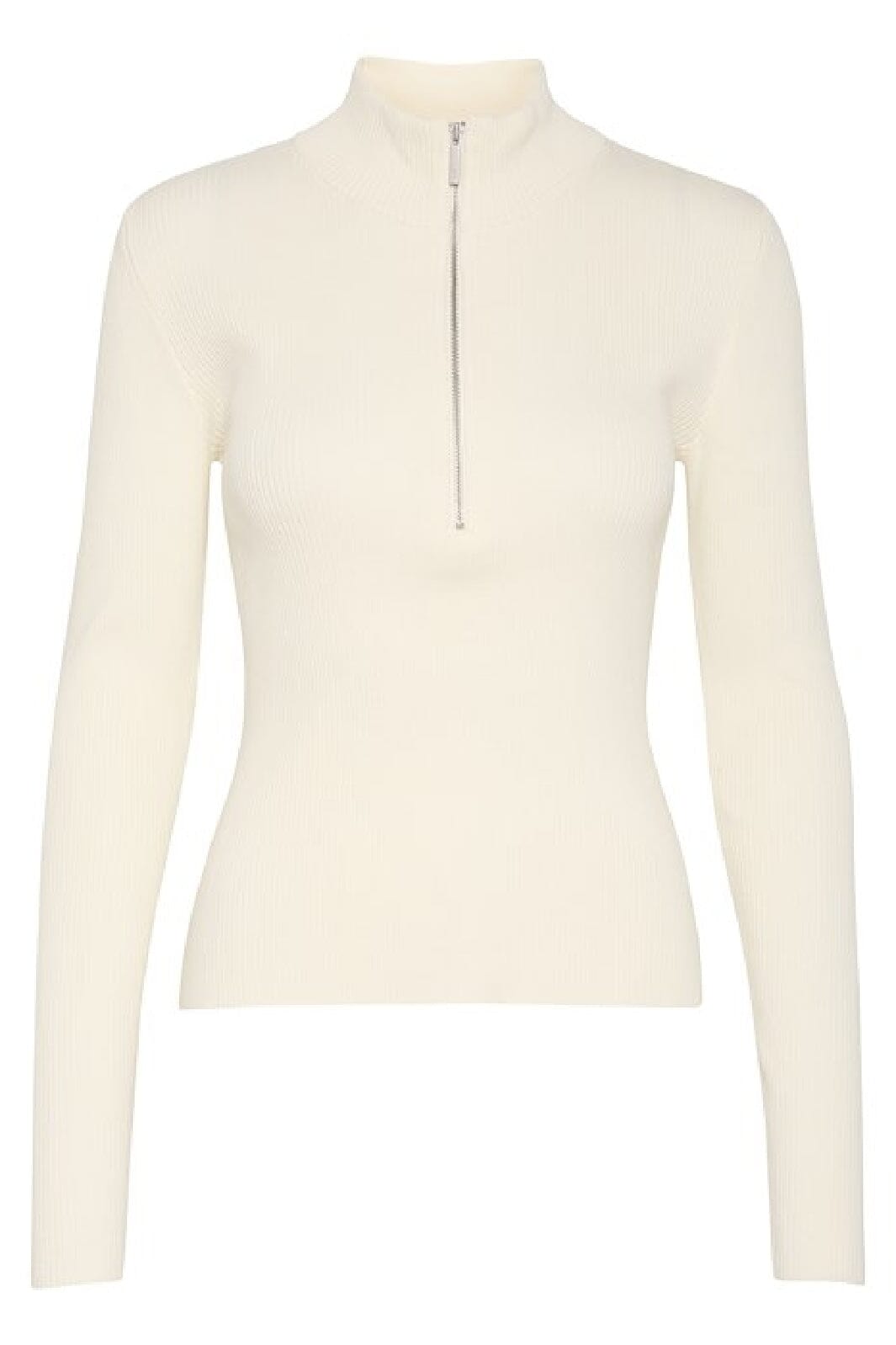 Gestuz - Yasmiagz Zipper Pullover 10909819 - 110103 - Egret Strikbluser