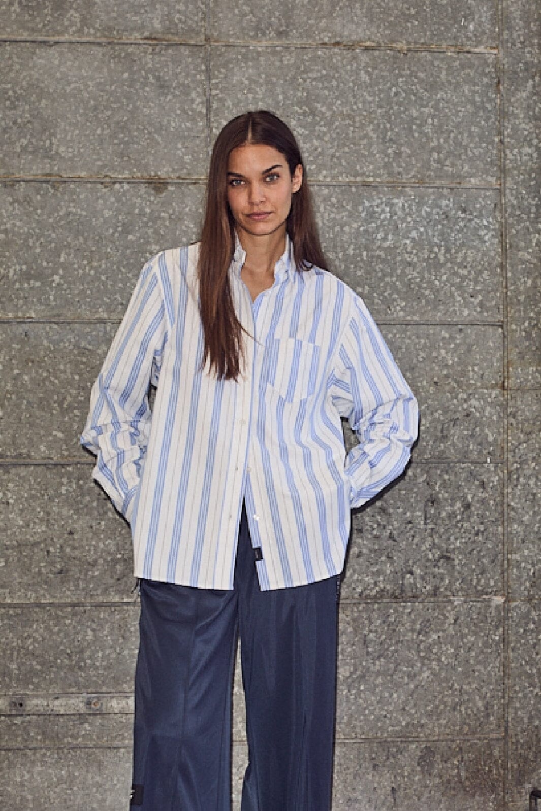 Haute L'Amitié - Button Down Stripe Shirt HL10257 - White Blue Stripe Skjorter