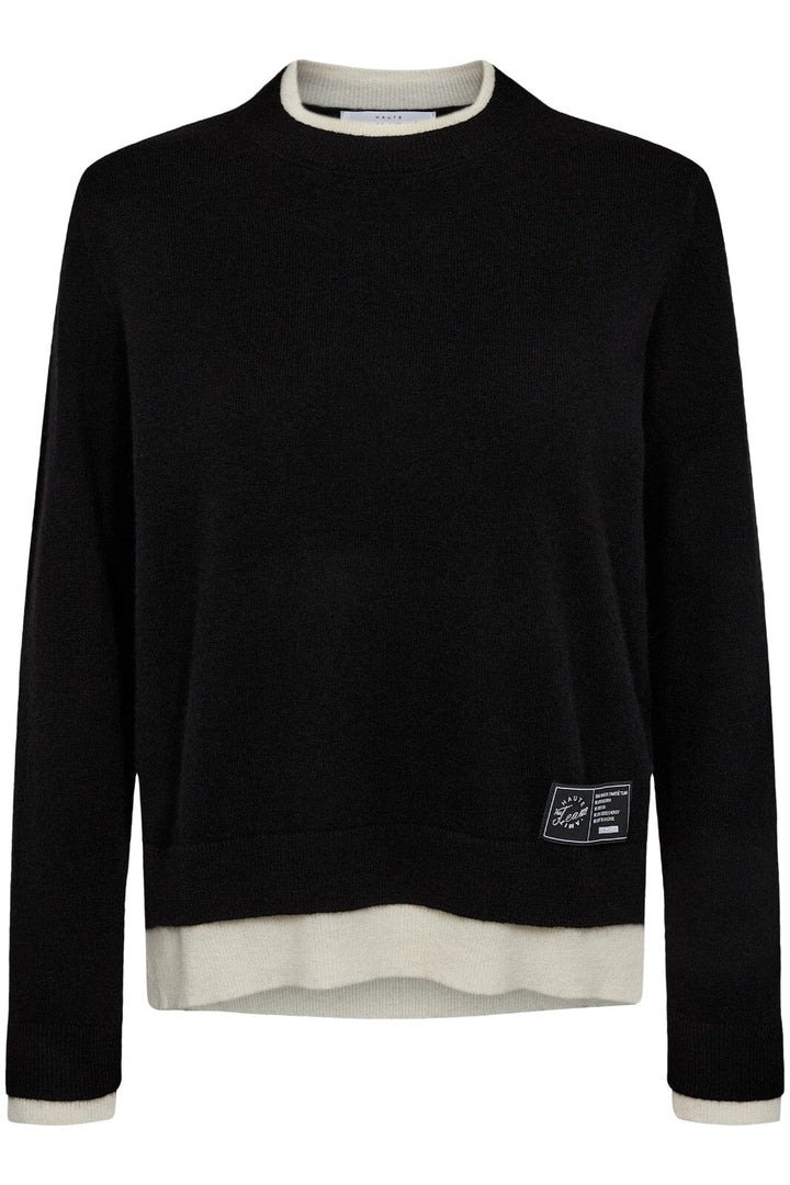 Haute L'Amitié - Cash Two-In-One Pullover HL10302 - Black/ Off-White Strikbluser