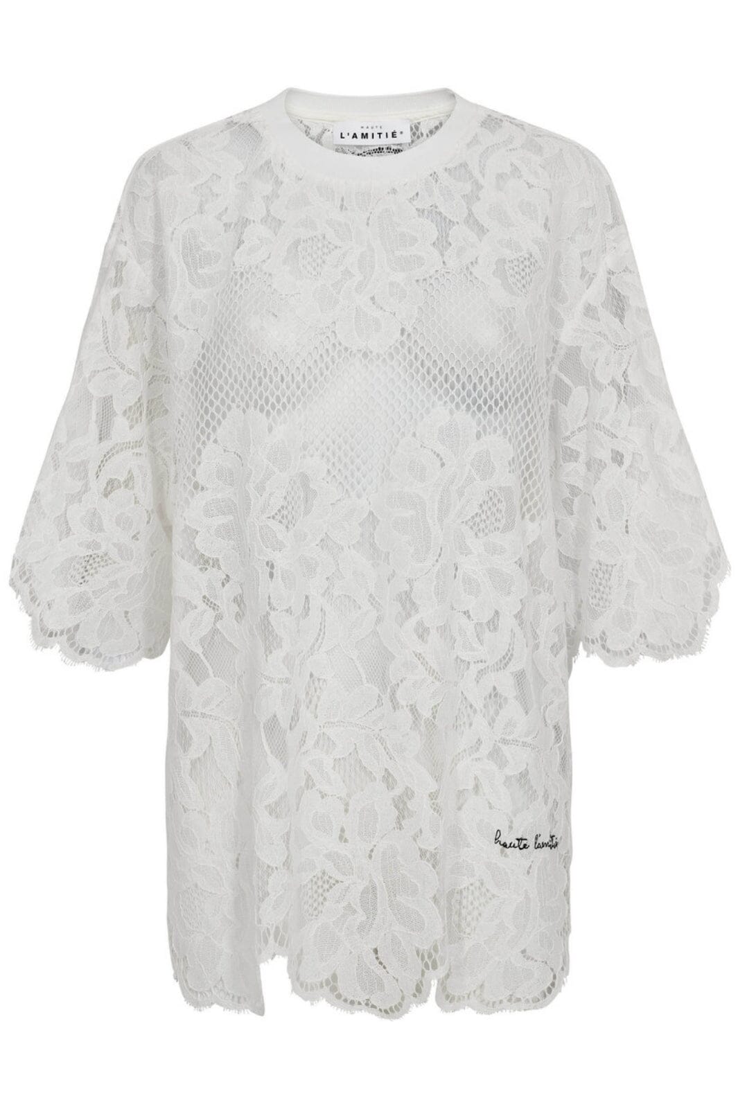 Haute L'Amitié - Curvey Lace Hem Tee HL10222 - Off-White