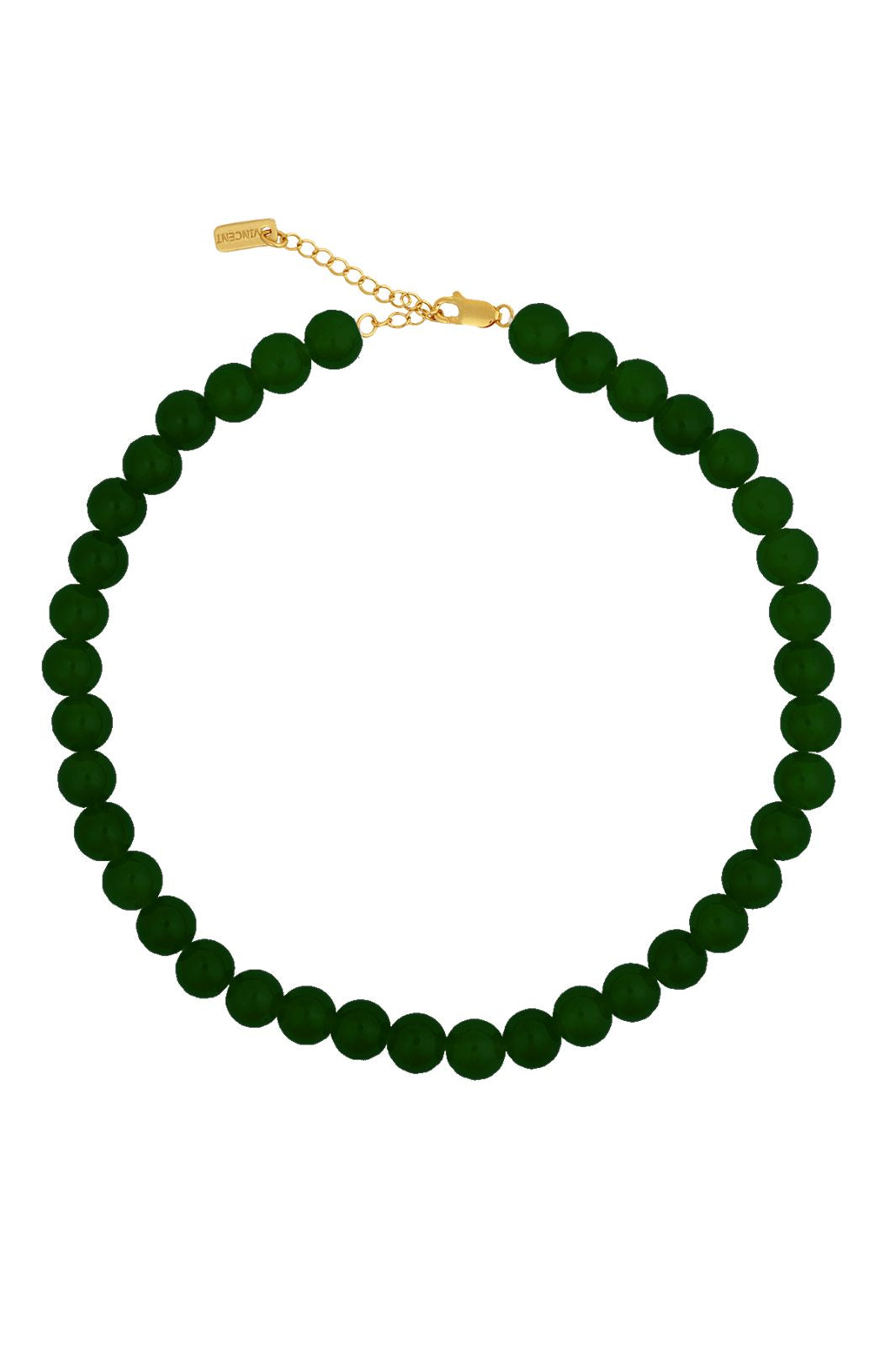 House Of Vincent - Candy Coral Lucid Green M Necklace VJ233-UNG-DG-M - Dark Green - Gilded