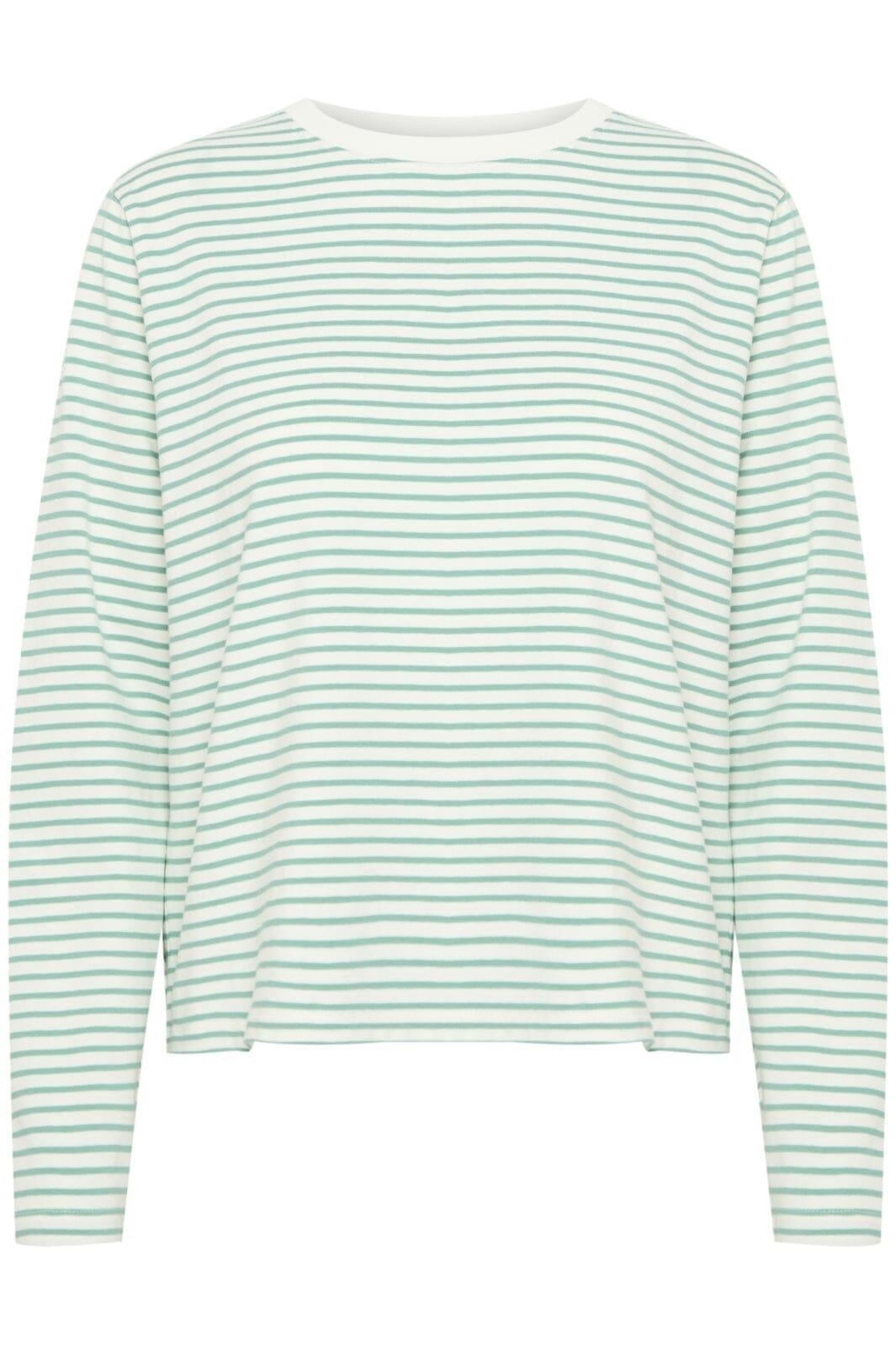 Ichi - Ihmira Loose Ls3 - 204200 Cloud Dancer W. Beryl Green T-shirts