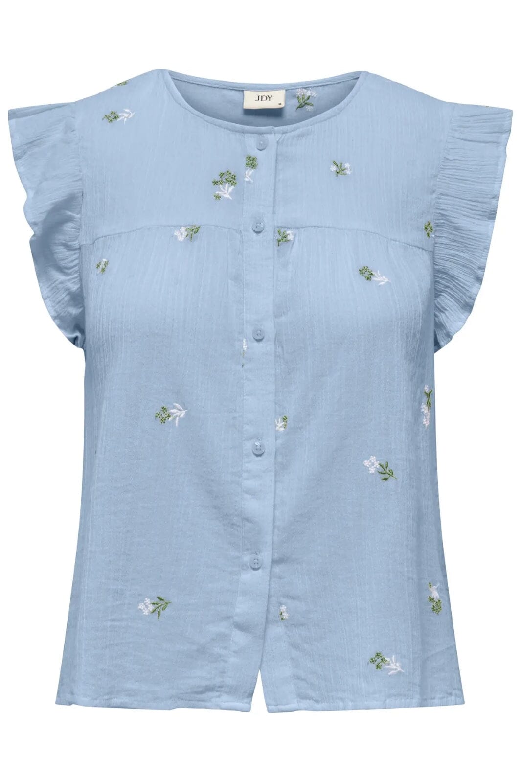 JDY - Jdyalba S/L Frill Shirt - 4941526 Cashmere Blue Embroidery Skjorter