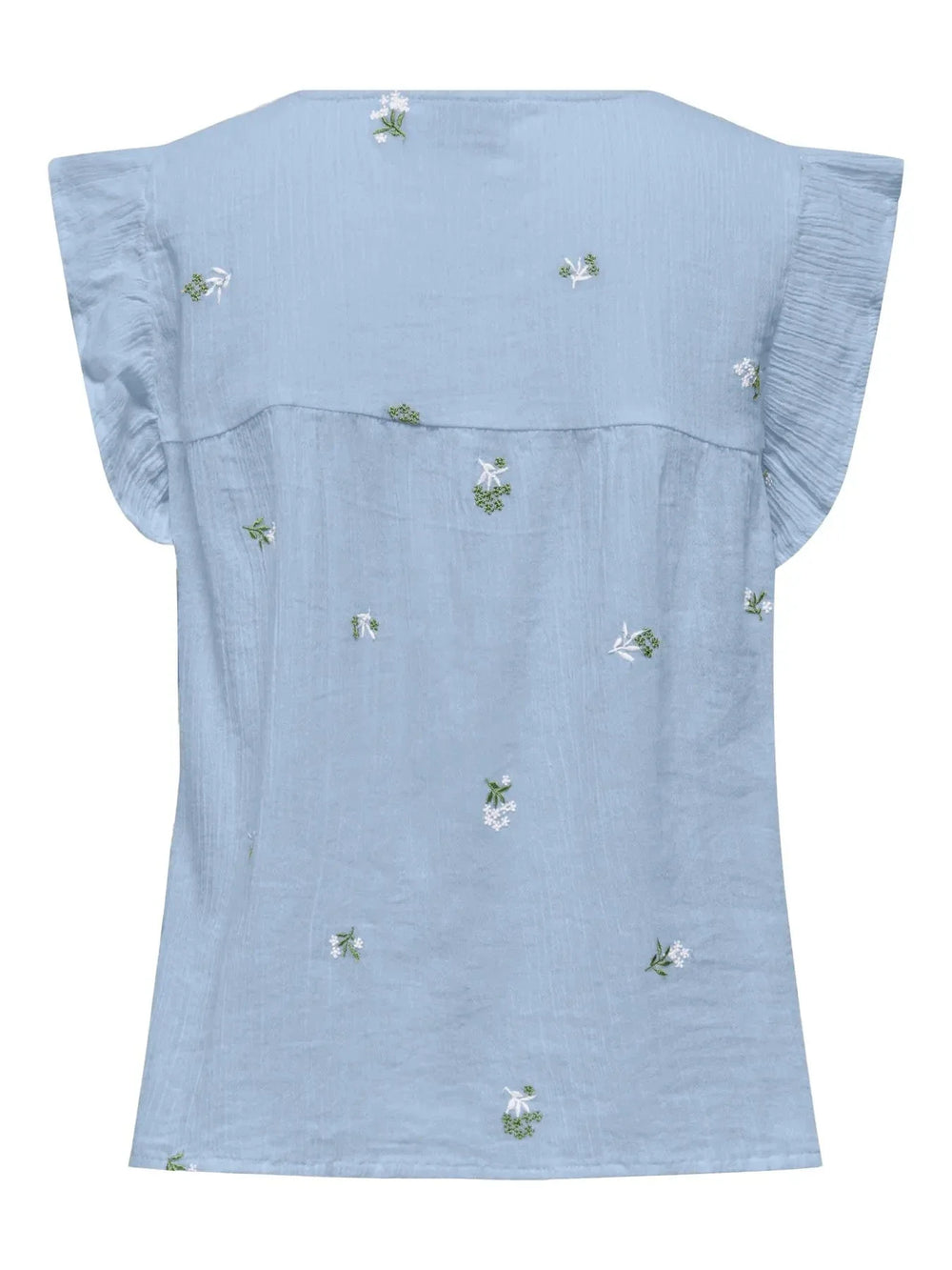 JDY - Jdyalba S/L Frill Shirt - 4941526 Cashmere Blue Embroidery Skjorter