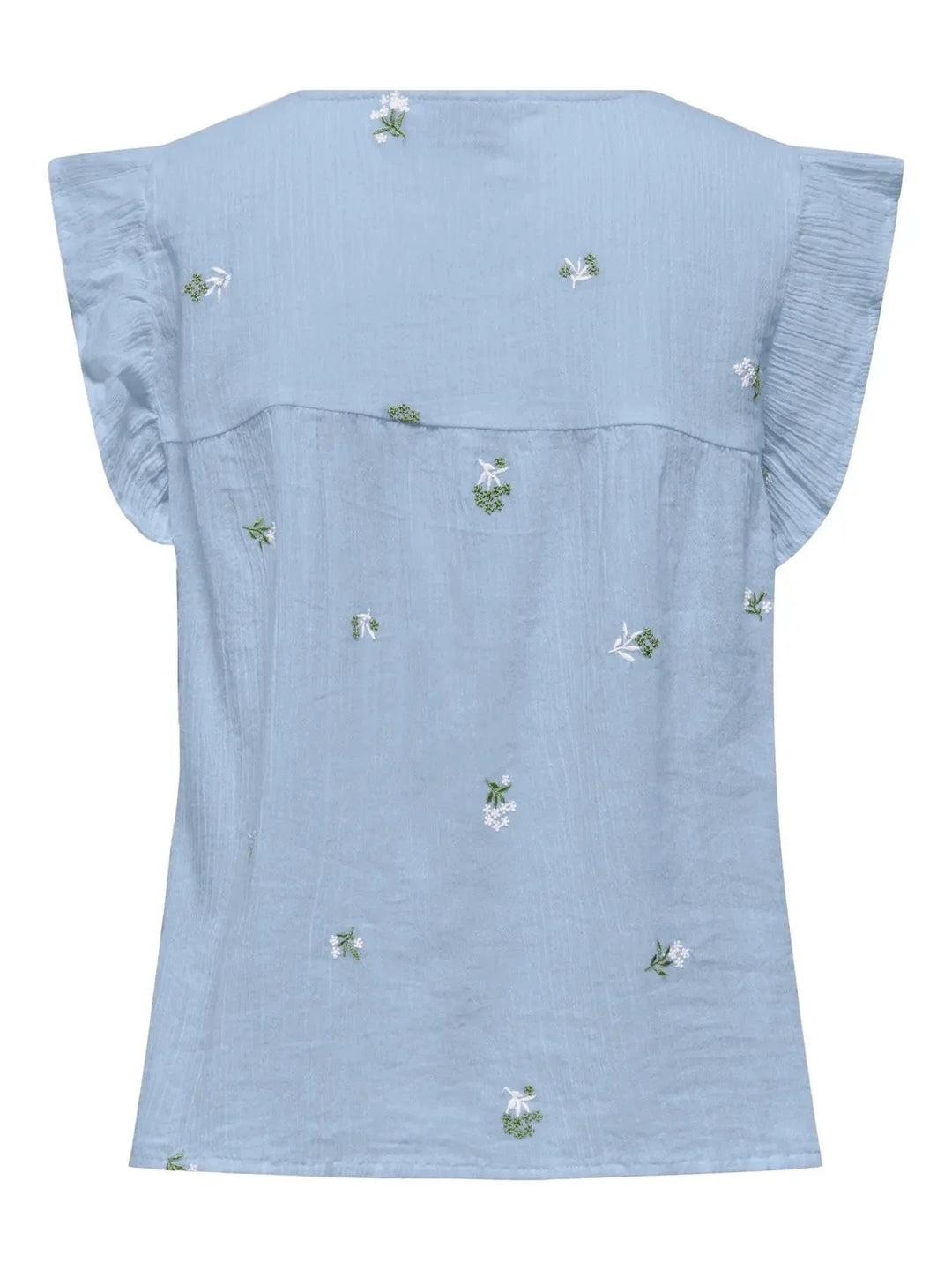 JDY - Jdyalba S/L Frill Shirt - 4941526 Cashmere Blue Embroidery Skjorter