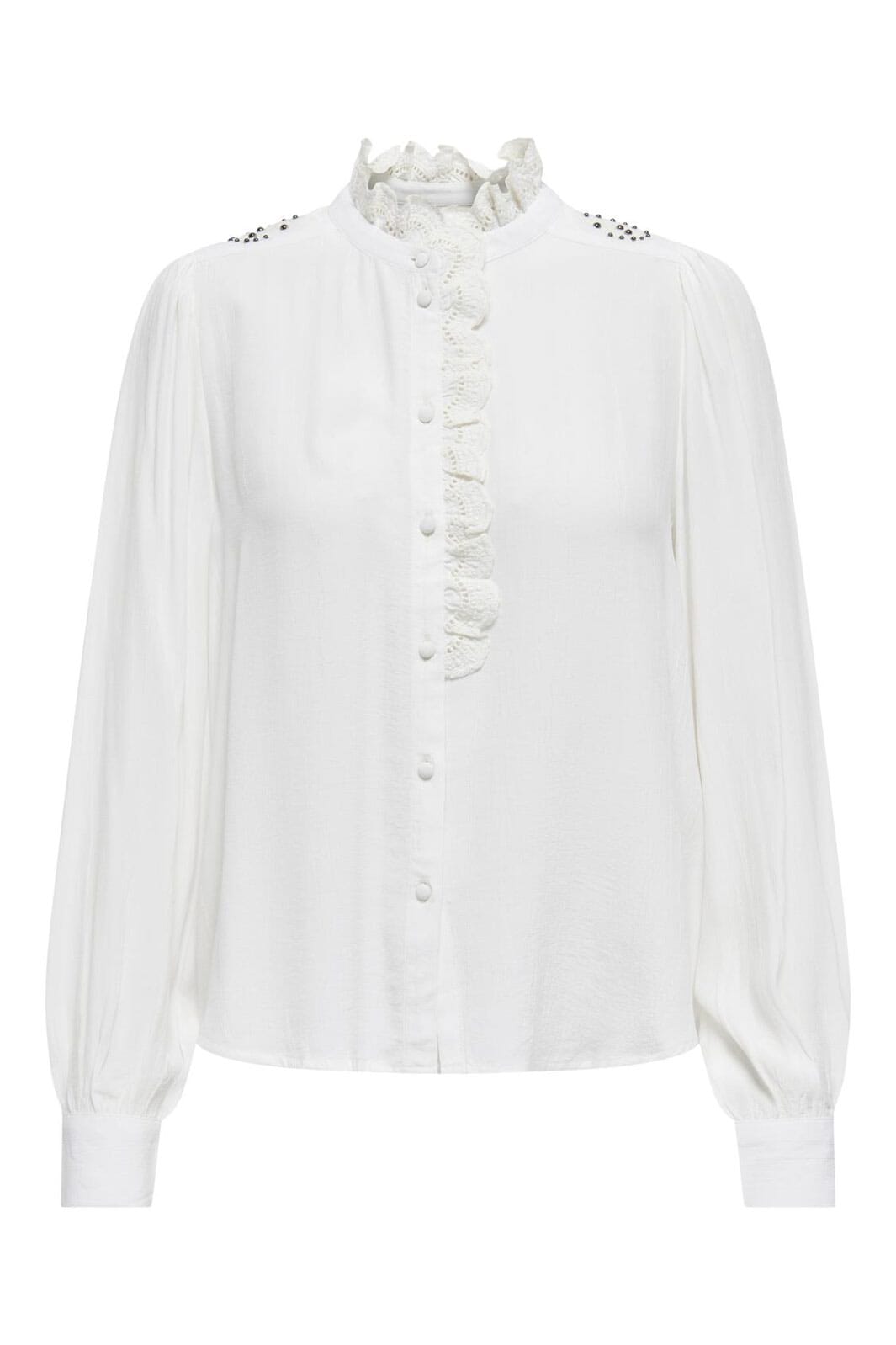 JDY - Jdyamy L/S Frill Shirt - 4746806 Cloud Dancer