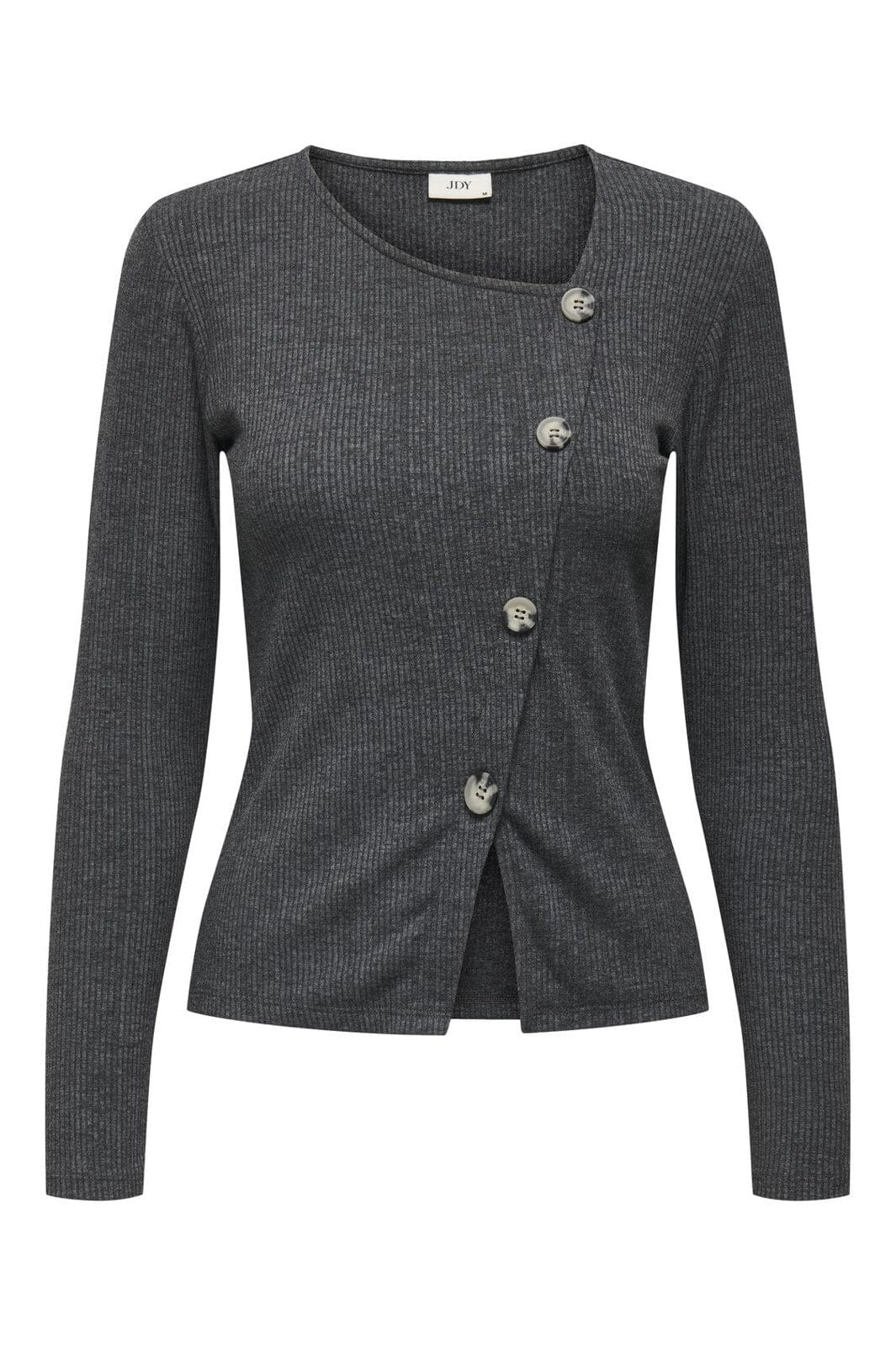 JDY - Jdyfreya L/S Button Top - 4611739 Dark Grey Melange Melange