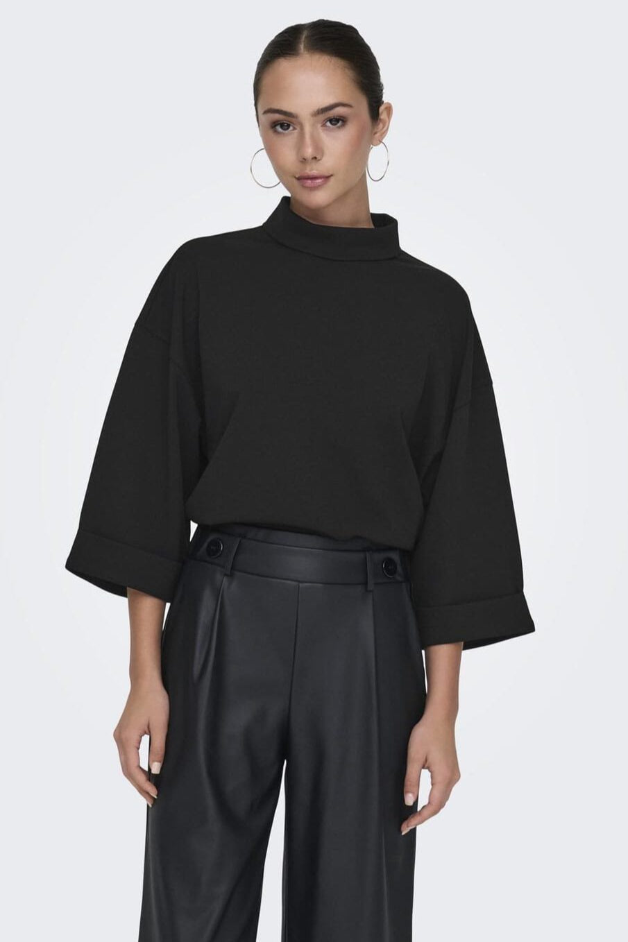 JDY - Jdygeggo Life 3/4 Highneck Top Dia - 4643579 Black