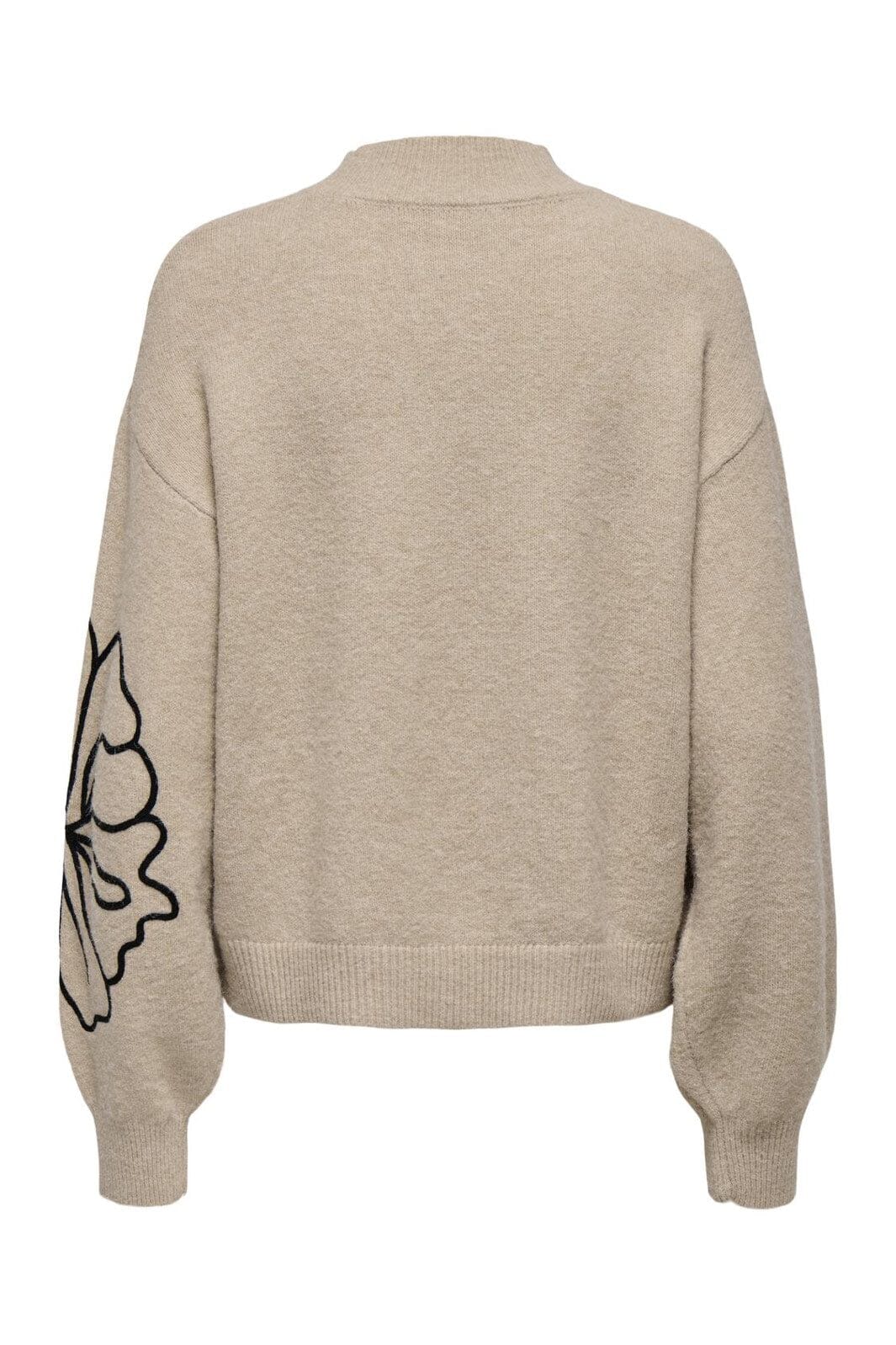 JDY - Jdyjella L/S Flower Pullover Knt - 4769601 Cement Melange