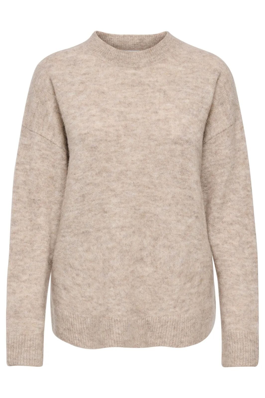 JDY - Jdyluna L/S O-Neck Pullover Knt - 4907506 Beige Melange Strikbluser