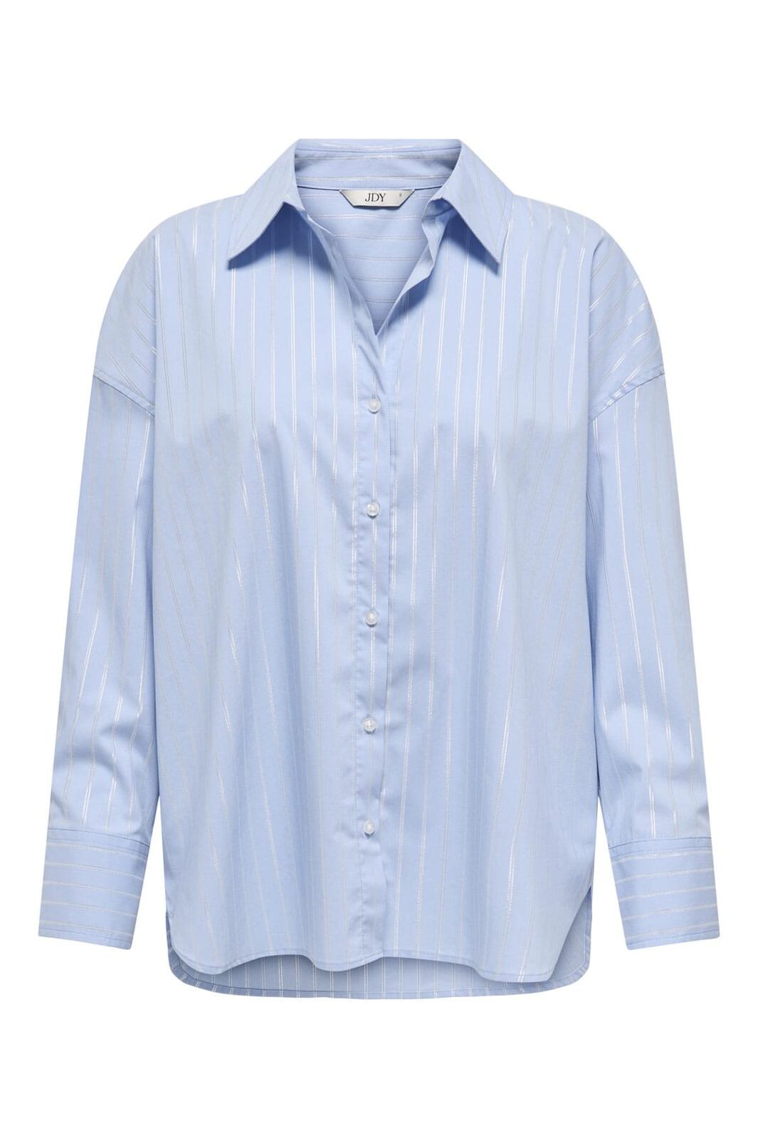 JDY - Jdymio L/S Lurex Loose Shirt - 4873551 Chambray Blue Silver Lurex