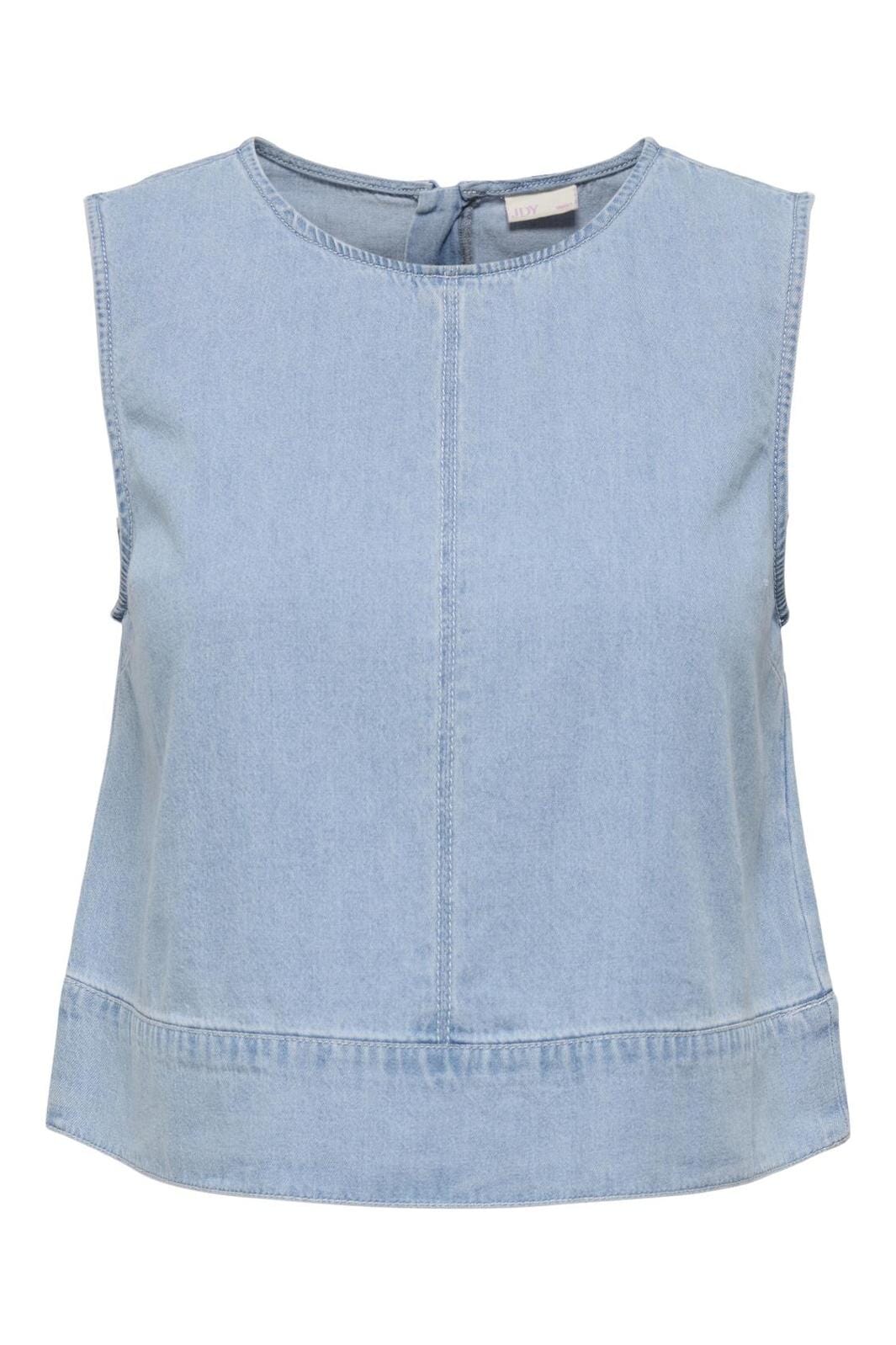 JDY - Jdysabrina Roundneck S/L Top 15351410 - 4787962 - Light Blue Denim