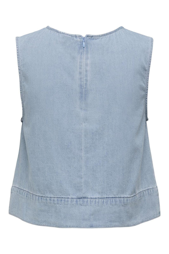 JDY - Jdysabrina Roundneck S/L Top 15351410 - 4787962 - Light Blue Denim