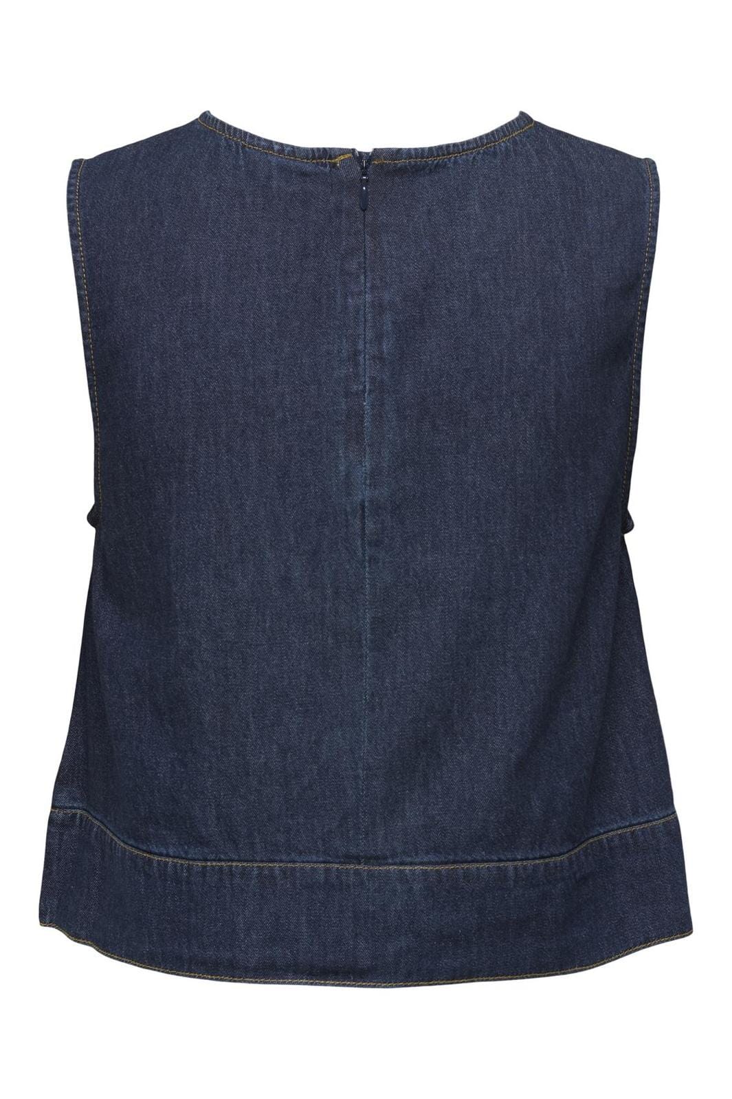 JDY - Jdysabrina Roundneck S/L Top 15351410 - 4787963 - Dark Blue Denim