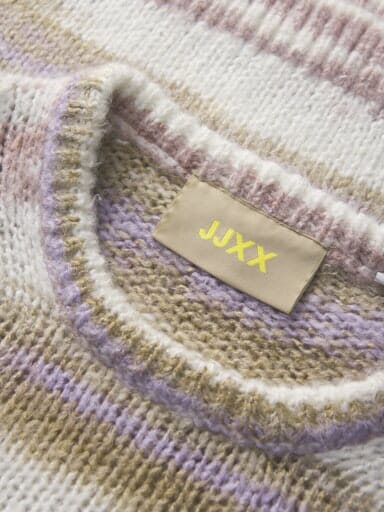 Jjxx - Jxamelia Crew Neck Knit - 4862529 Fog /Multi Color Strikbluser