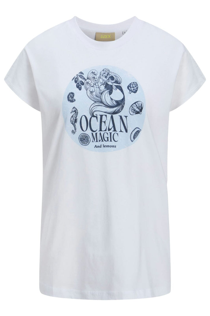 Jjxx - Jxastrid Sl Boxy Print Tee - 4798970 Bright White Ocean Magic T-shirts