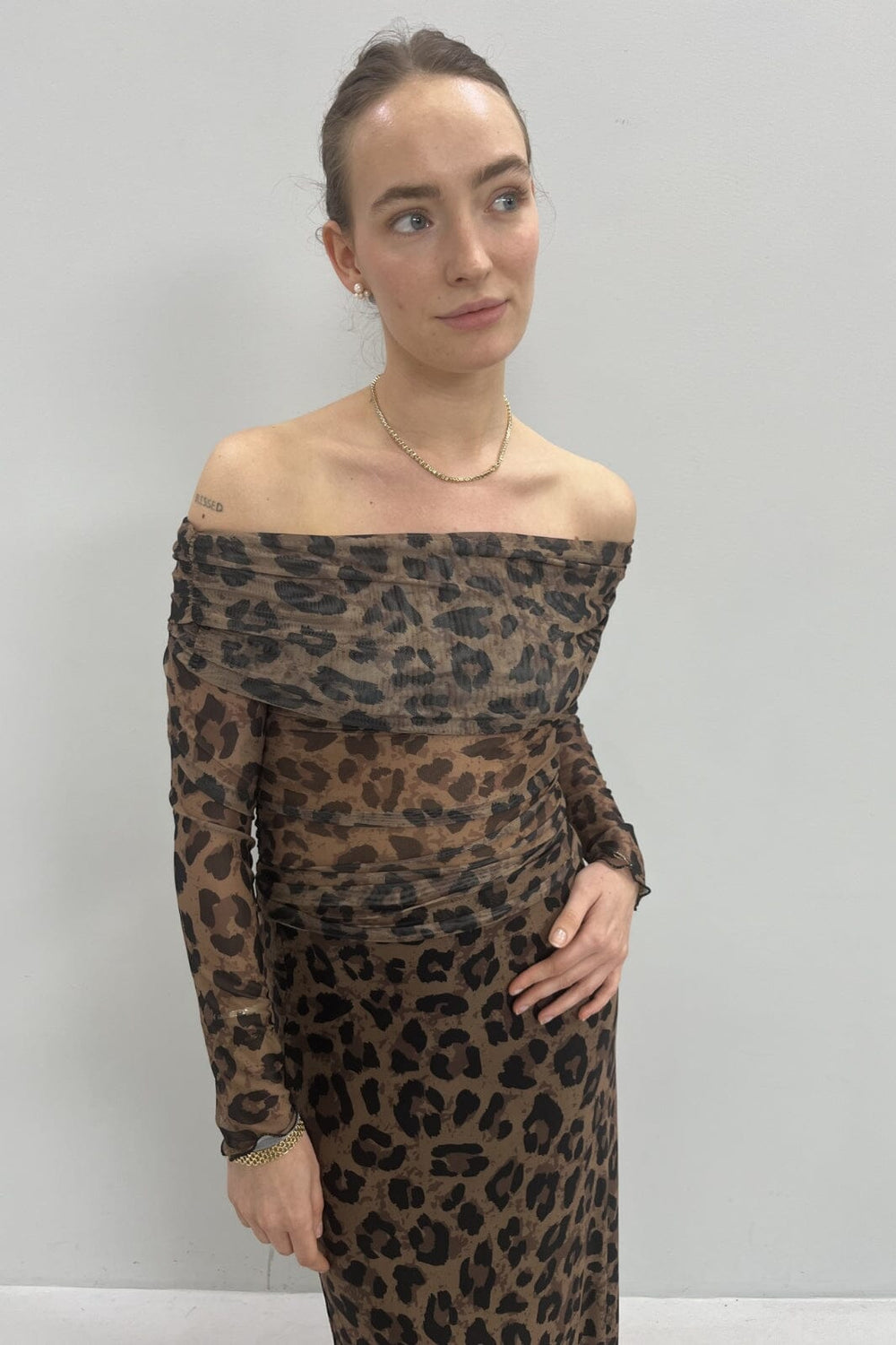 Jjxx - Jxminna Mesh Ls Off Shoulder Top - 4693341 Tigers Eye Leo Toppe