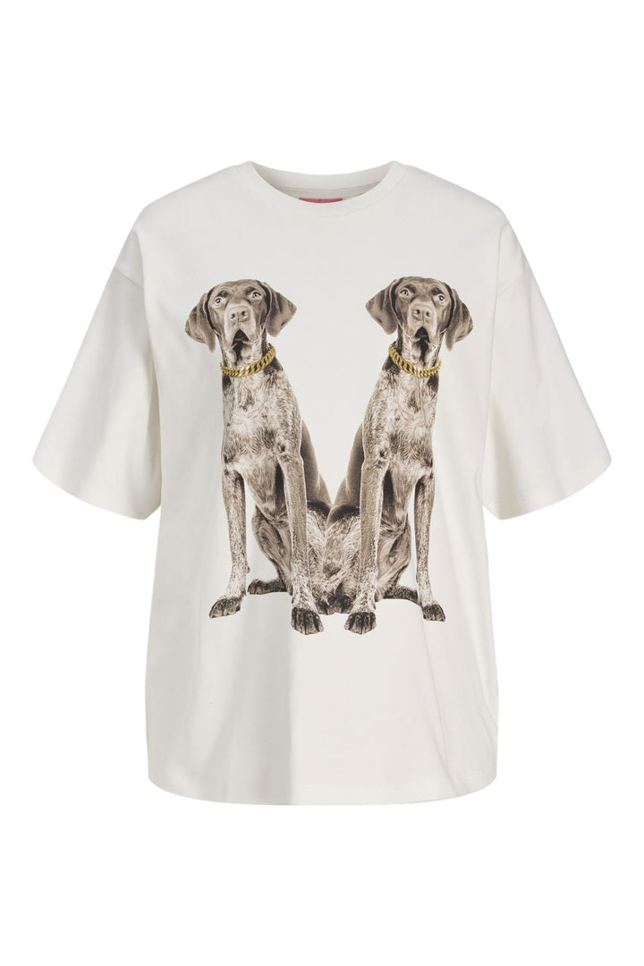 Jjxx - Jxolivia Loose Print Ss Tee - 4922645 Cloud Dancer Dogs