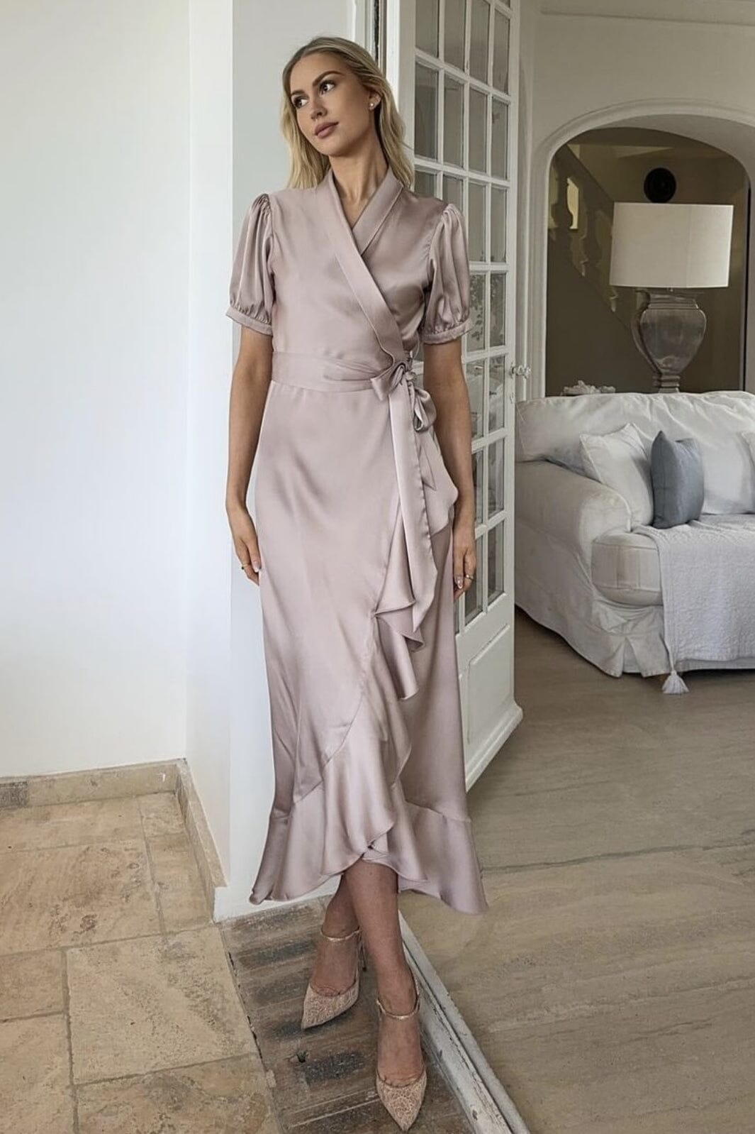 Karmamia - Iris Dress - Hammered Satin Blush