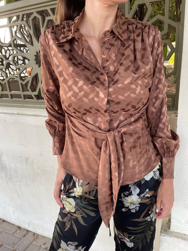 Karmamia - Lee Shirt - Camel Keffiyeh Jacquard