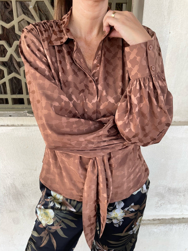 Karmamia - Lee Shirt - Camel Keffiyeh Jacquard