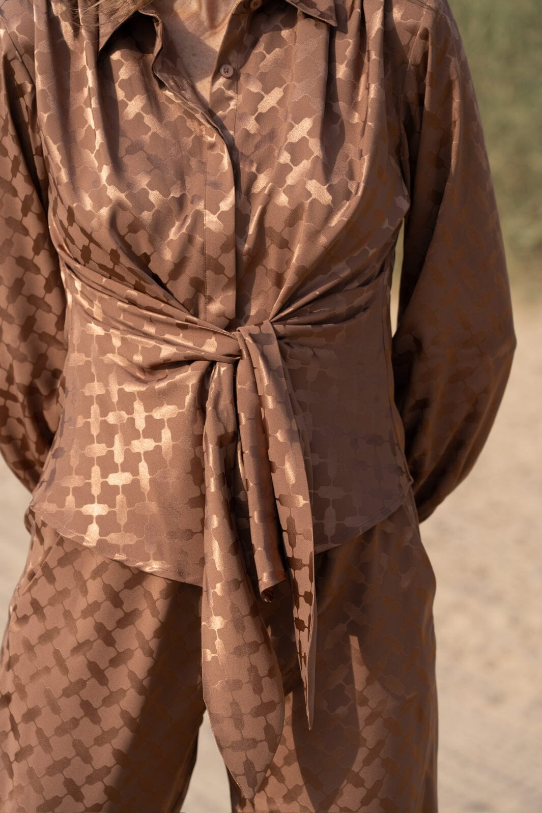 Karmamia - Lee Shirt - Camel Keffiyeh Jacquard